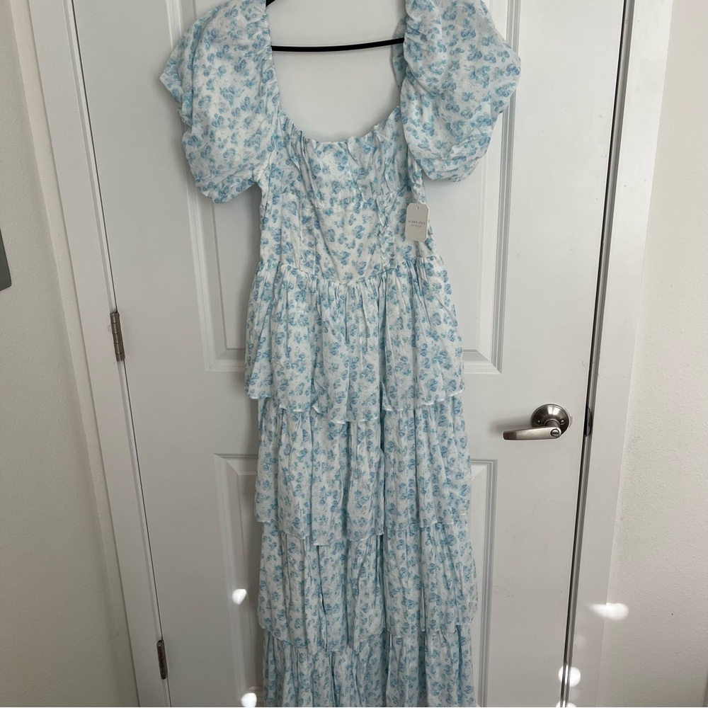 NEW Altar’d State Blue Floral Layered Maxi Dress Size Medium NWT - Picture 5 of 9